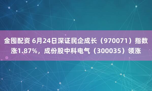 金囤配资 6月24日深证民企成长（970071）指数涨1.87%，成份股中科电气（300035）领涨