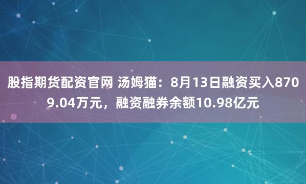 股指期货配资官网 汤姆猫：8月13日融资买入8709.04万元，融资融券余额10.98亿元